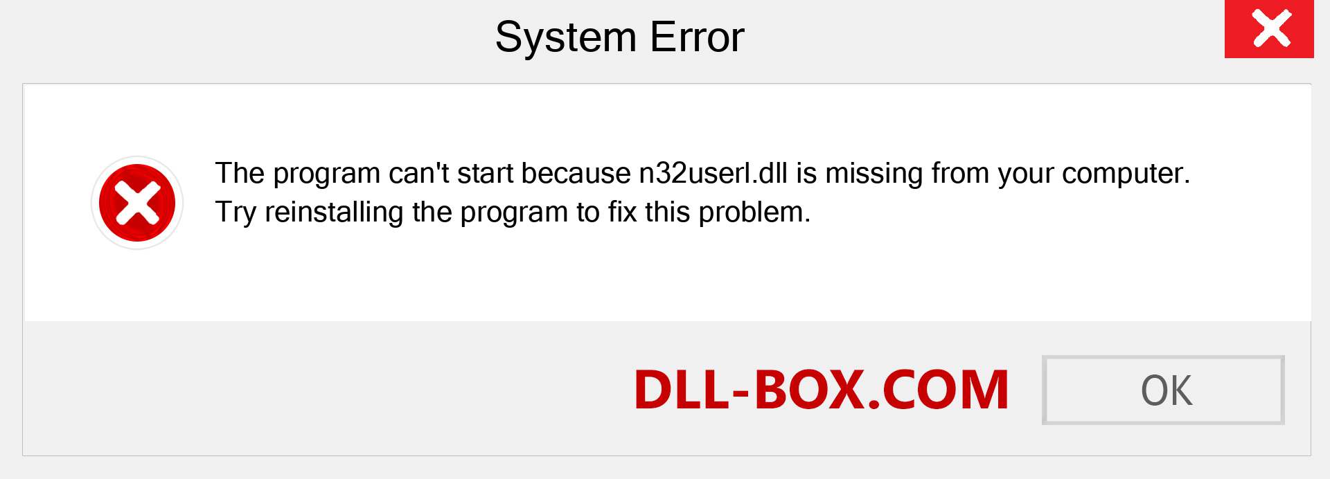  n32userl.dll file is missing?. Download for Windows 7, 8, 10 - Fix  n32userl dll Missing Error on Windows, photos, images